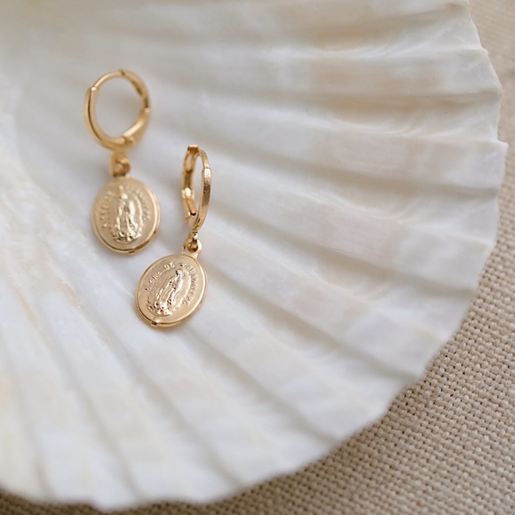 Petite Virgin Mary Earrings | 18k Gold Filled - Picture 2 of 7